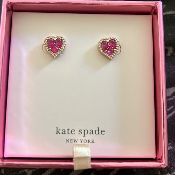 kate spade Jewelry - New KATE SPADE Spell It Out Heart Stud Earrings pink